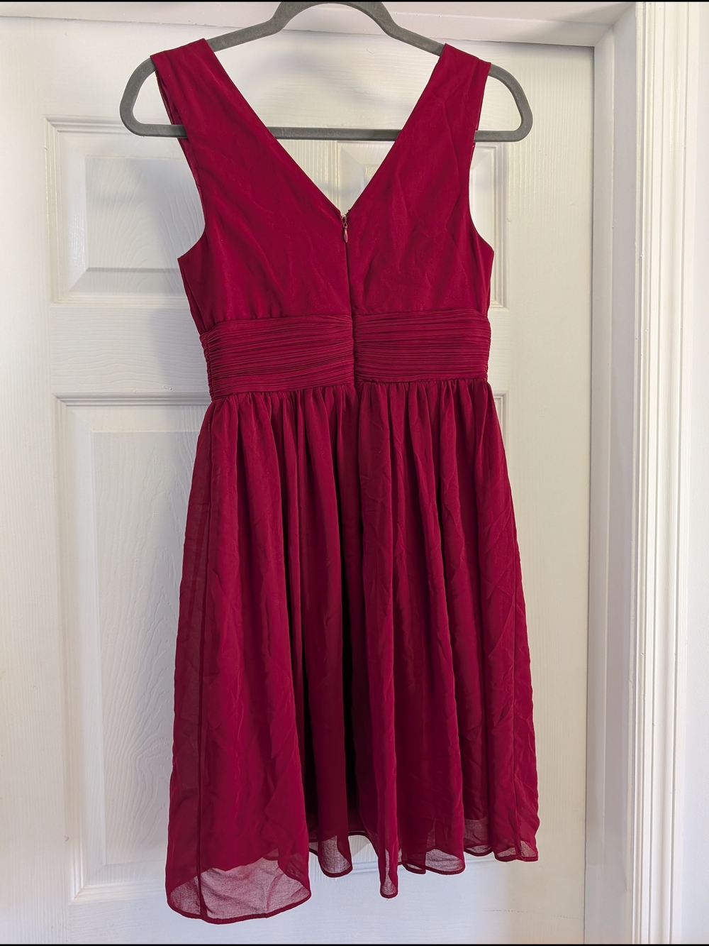 Ever-Pretty V-Neck Ruched Waist Wedding/Cocktail Dress burgundy US 4 - Picture 3 of 3